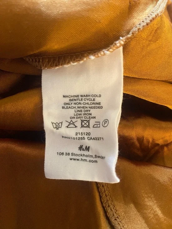 H&M Mustard Ruched Bodice Midi Dress- Size 8 - Picture 10 of 10